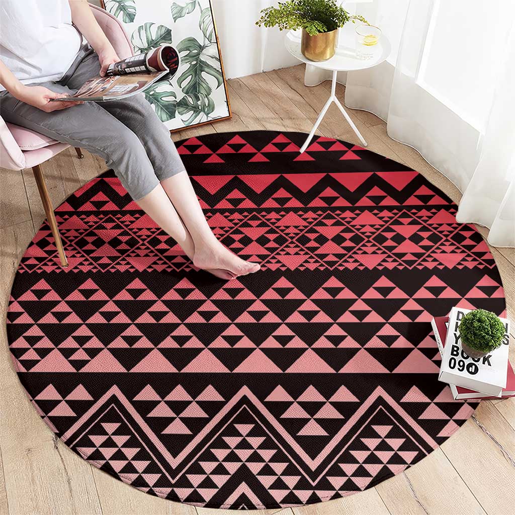 Maori Niho Taniwha Te Wheiao Round Carpet Terracotta - Polynesian Pride