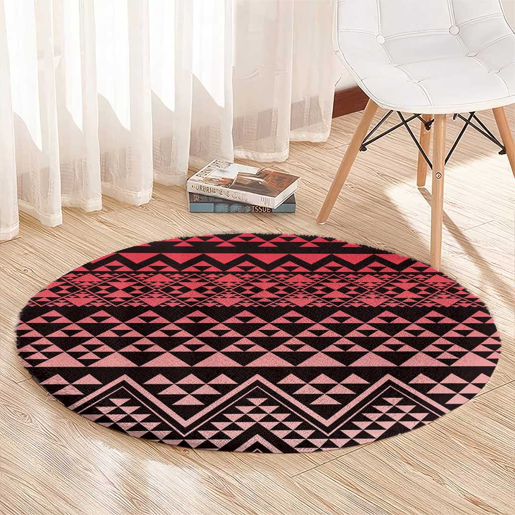 Maori Niho Taniwha Te Wheiao Round Carpet Terracotta - Polynesian Pride