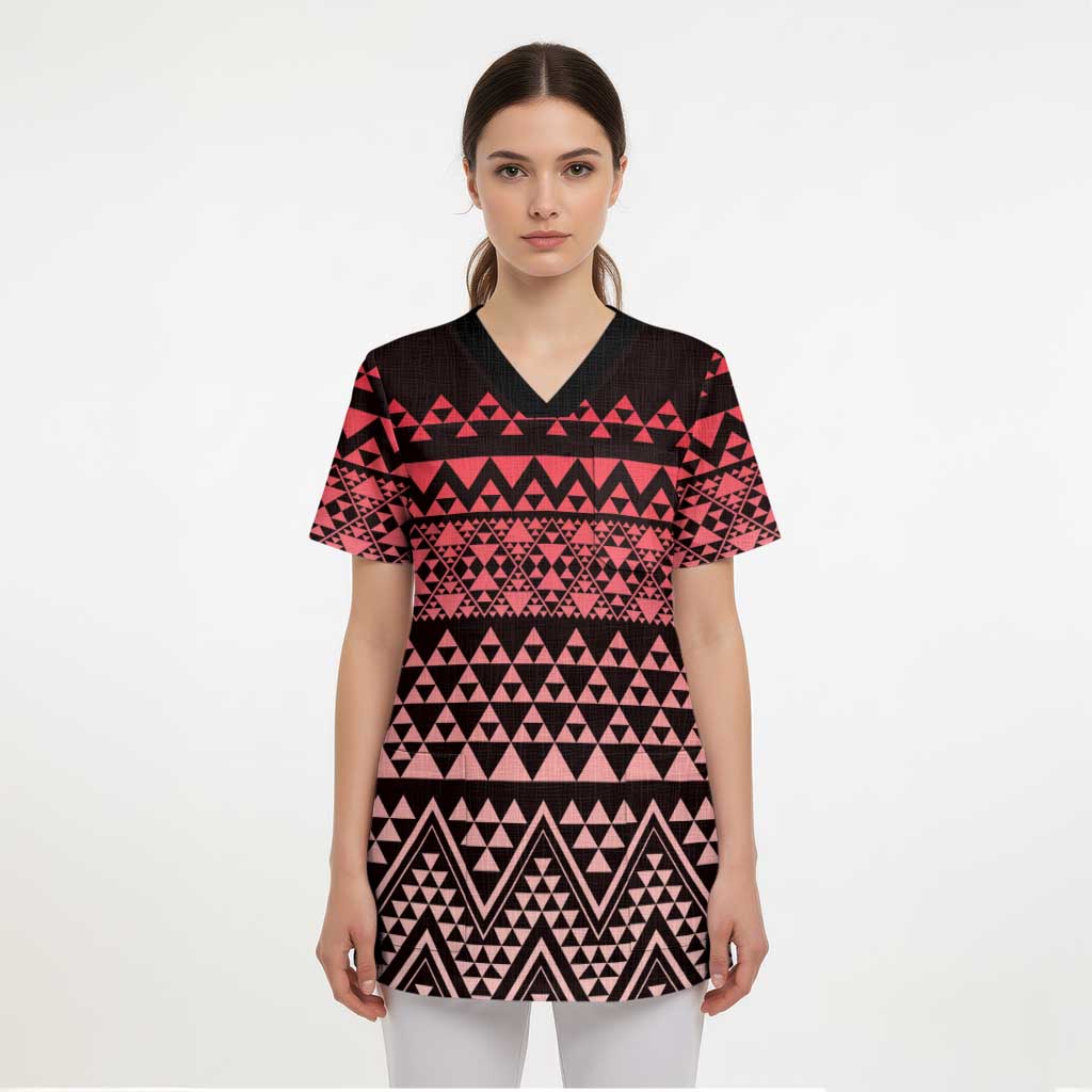 Maori Niho Taniwha Te Wheiao Scrub Top Terracotta - Polynesian Pride