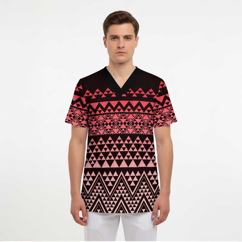Maori Niho Taniwha Te Wheiao Scrub Top Terracotta - Polynesian Pride