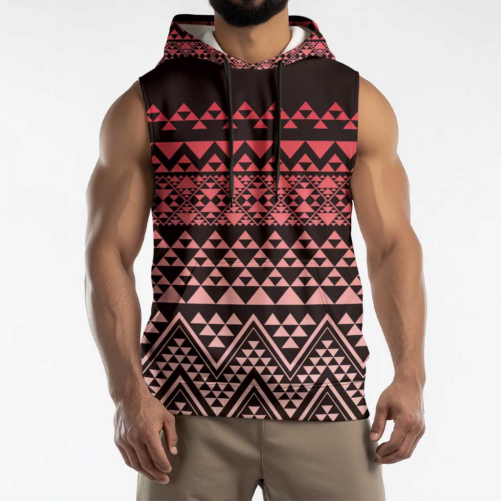 Maori Niho Taniwha Te Wheiao Sleeveless Hoodie Terracotta - Polynesian Pride