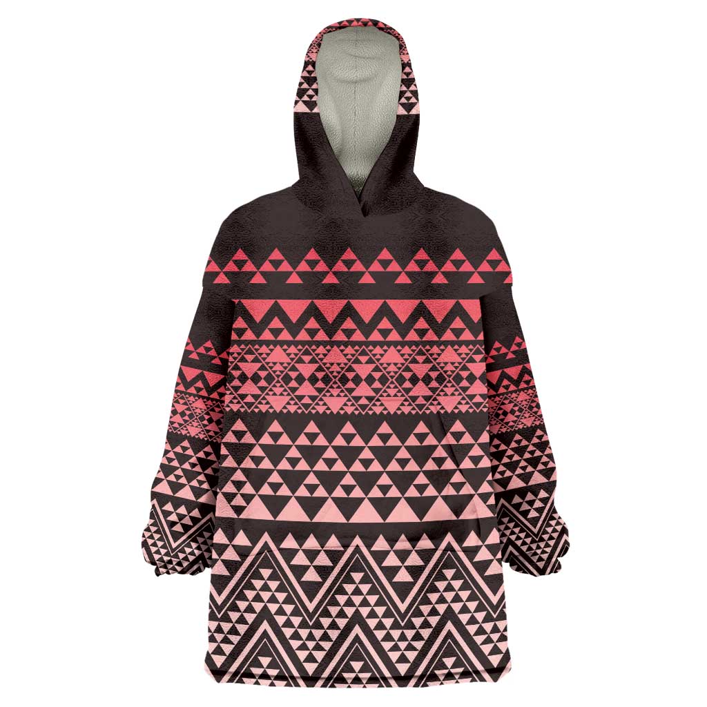 Maori Niho Taniwha Te Wheiao Wearable Blanket Hoodie Terracotta - Polynesian Pride