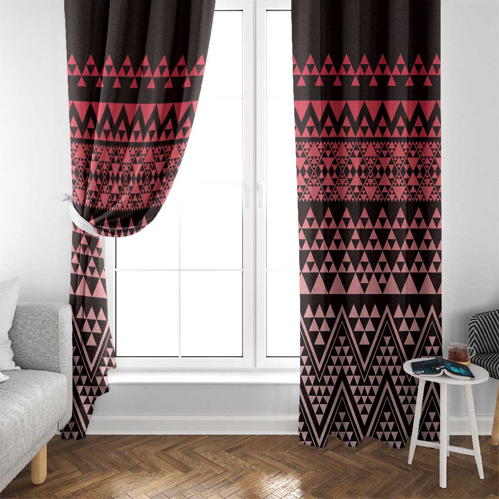 Maori Niho Taniwha Te Wheiao Window Curtain Terracotta - Polynesian Pride
