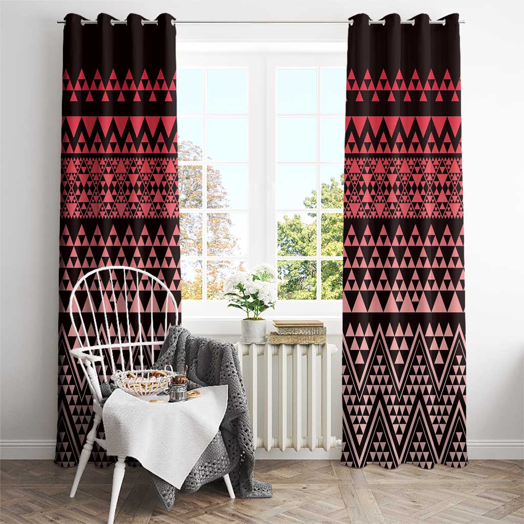 Maori Niho Taniwha Te Wheiao Window Curtain Terracotta - Polynesian Pride