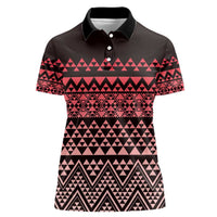 Maori Niho Taniwha Te Wheiao Women Polo Shirt Terracotta - Polynesian Pride