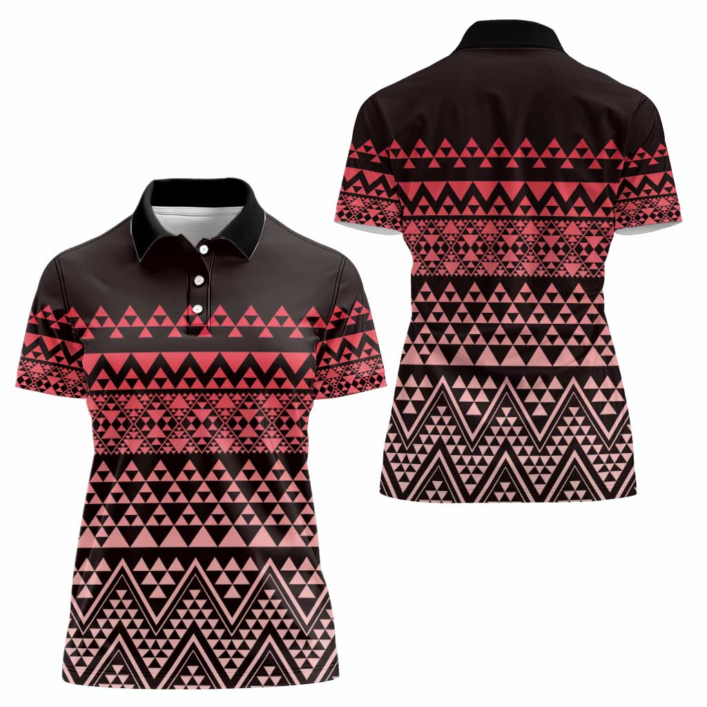 Maori Niho Taniwha Te Wheiao Women Polo Shirt Terracotta - Polynesian Pride