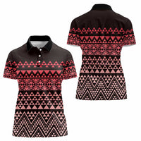 Maori Niho Taniwha Te Wheiao Women Polo Shirt Terracotta - Polynesian Pride