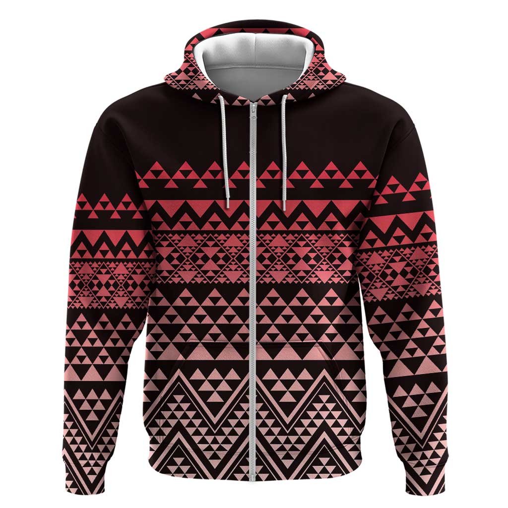 Maori Niho Taniwha Te Wheiao Zip Hoodie Terracotta - Polynesian Pride