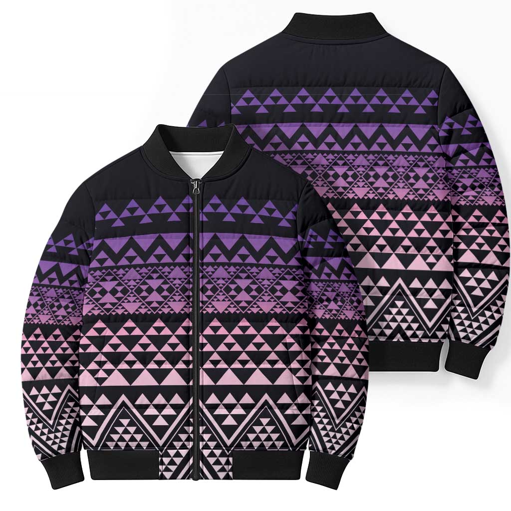 Maori Niho Taniwha Te Wheiao Bomber Puffer Jacket Waiporoporo - Polynesian Pride