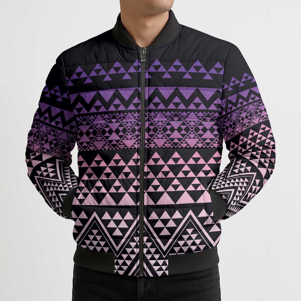 Maori Niho Taniwha Te Wheiao Bomber Puffer Jacket Waiporoporo - Polynesian Pride