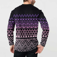 Maori Niho Taniwha Te Wheiao Button Sweatshirt Waiporoporo - Polynesian Pride