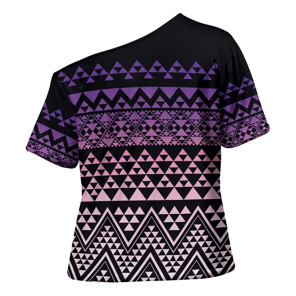Maori Niho Taniwha Te Wheiao Cross Shoulder Shirt Waiporoporo - Polynesian Pride