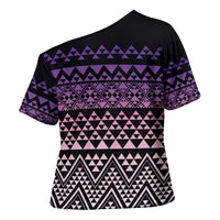 Maori Niho Taniwha Te Wheiao Cross Shoulder Shirt Waiporoporo - Polynesian Pride