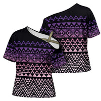 Maori Niho Taniwha Te Wheiao Cross Shoulder Shirt Waiporoporo - Polynesian Pride