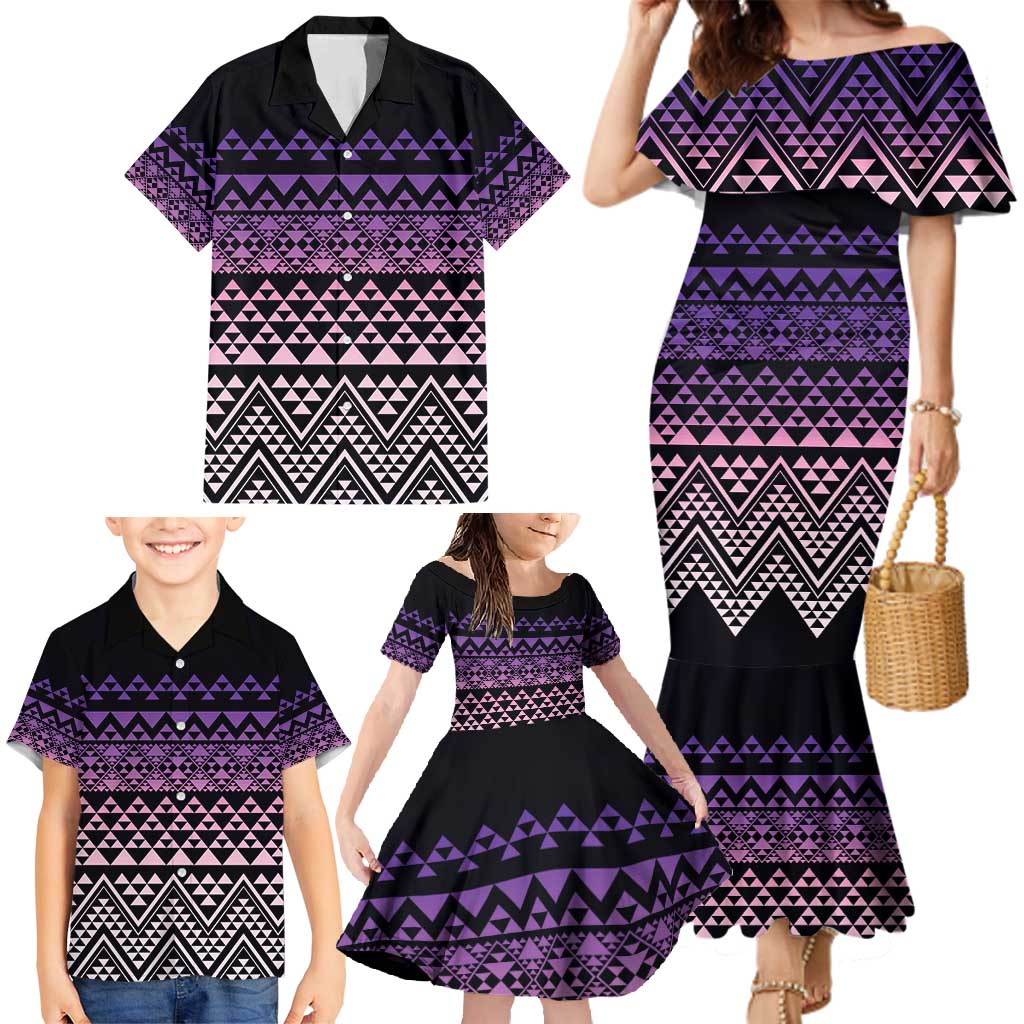 Maori Niho Taniwha Te Wheiao Family Matching Mermaid Dress and Hawaiian Shirt Waiporoporo LT7 - Polynesian Pride