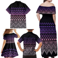 Maori Niho Taniwha Te Wheiao Family Matching Off Shoulder Maxi Dress and Hawaiian Shirt Waiporoporo LT7 - Polynesian Pride