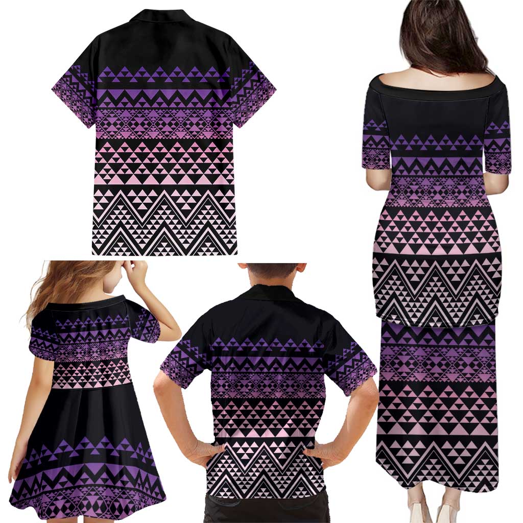 Maori Niho Taniwha Te Wheiao Family Matching Puletasi and Hawaiian Shirt Waiporoporo - Polynesian Pride