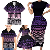 Maori Niho Taniwha Te Wheiao Family Matching Short Sleeve Bodycon Dress and Hawaiian Shirt Waiporoporo LT7 - Polynesian Pride