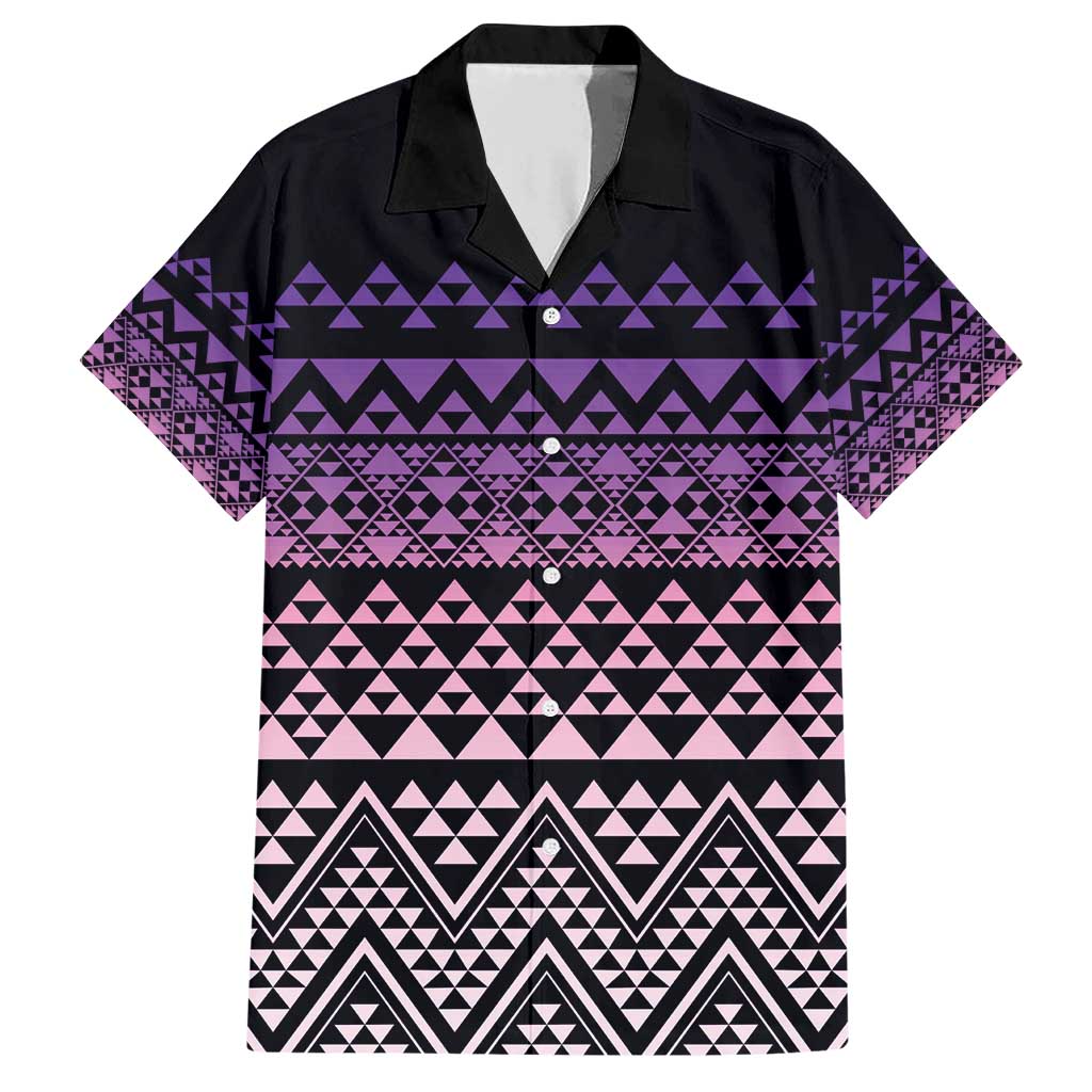 Maori Niho Taniwha Te Wheiao Family Matching Short Sleeve Bodycon Dress and Hawaiian Shirt Waiporoporo LT7 Dad's Shirt - Short Sleeve Purple - Polynesian Pride
