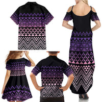 Maori Niho Taniwha Te Wheiao Family Matching Summer Maxi Dress and Hawaiian Shirt Waiporoporo LT7 - Polynesian Pride