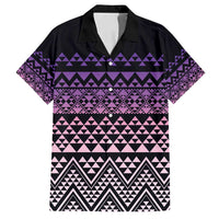 Maori Niho Taniwha Te Wheiao Family Matching Summer Maxi Dress and Hawaiian Shirt Waiporoporo LT7 Dad's Shirt - Short Sleeve Purple - Polynesian Pride