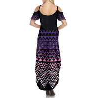 Maori Niho Taniwha Te Wheiao Family Matching Summer Maxi Dress and Hawaiian Shirt Waiporoporo LT7 - Polynesian Pride