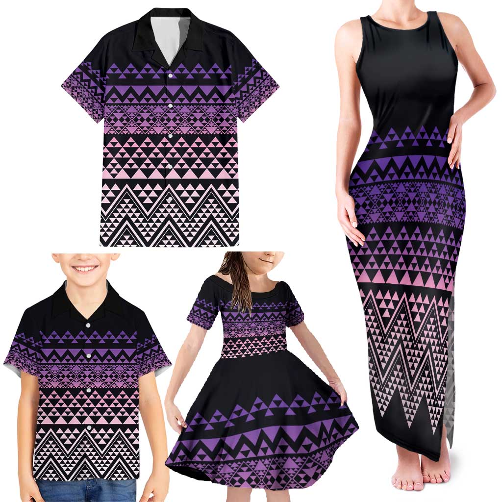 Maori Niho Taniwha Te Wheiao Family Matching Tank Maxi Dress and Hawaiian Shirt Waiporoporo LT7 - Polynesian Pride