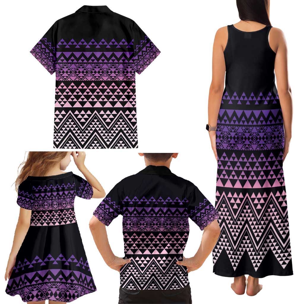 Maori Niho Taniwha Te Wheiao Family Matching Tank Maxi Dress and Hawaiian Shirt Waiporoporo LT7 - Polynesian Pride