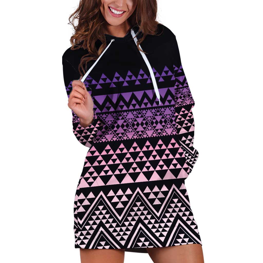 Maori Niho Taniwha Te Wheiao Hoodie Dress Waiporoporo LT7 Purple - Polynesian Pride