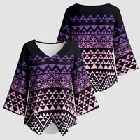Maori Niho Taniwha Te Wheiao Kimono Sleeve Blouse Waiporoporo - Polynesian Pride