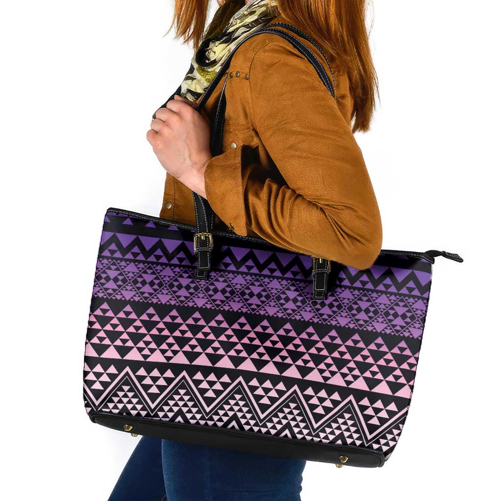 Maori Niho Taniwha Te Wheiao Leather Tote Bag Waiporoporo - Polynesian Pride