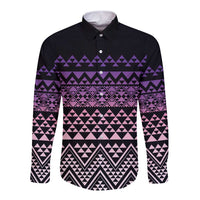 Maori Niho Taniwha Te Wheiao Long Sleeve Button Shirt Waiporoporo - Polynesian Pride