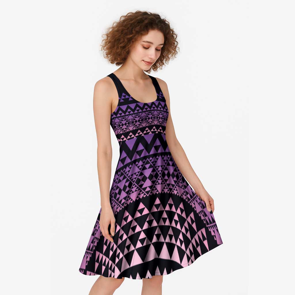 Maori Niho Taniwha Te Wheiao Midi Dress Waiporoporo - Polynesian Pride