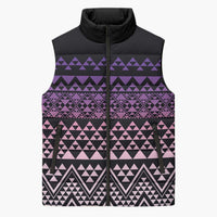 Maori Niho Taniwha Te Wheiao Sleeveless Puffer Jacket Waiporoporo - Polynesian Pride