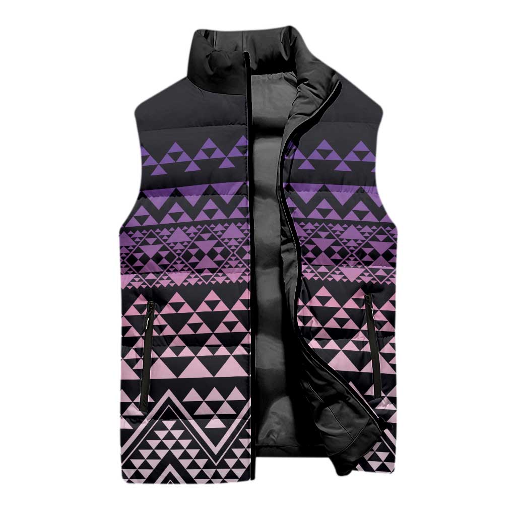 Maori Niho Taniwha Te Wheiao Sleeveless Puffer Jacket Waiporoporo - Polynesian Pride