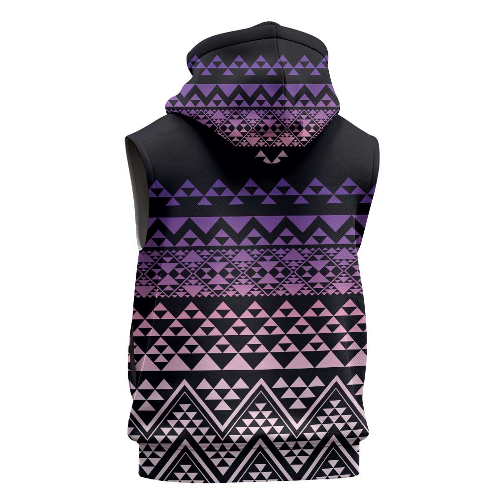 Maori Niho Taniwha Te Wheiao Sleeveless Zip Hoodie Waiporoporo LT7 - Polynesian Pride
