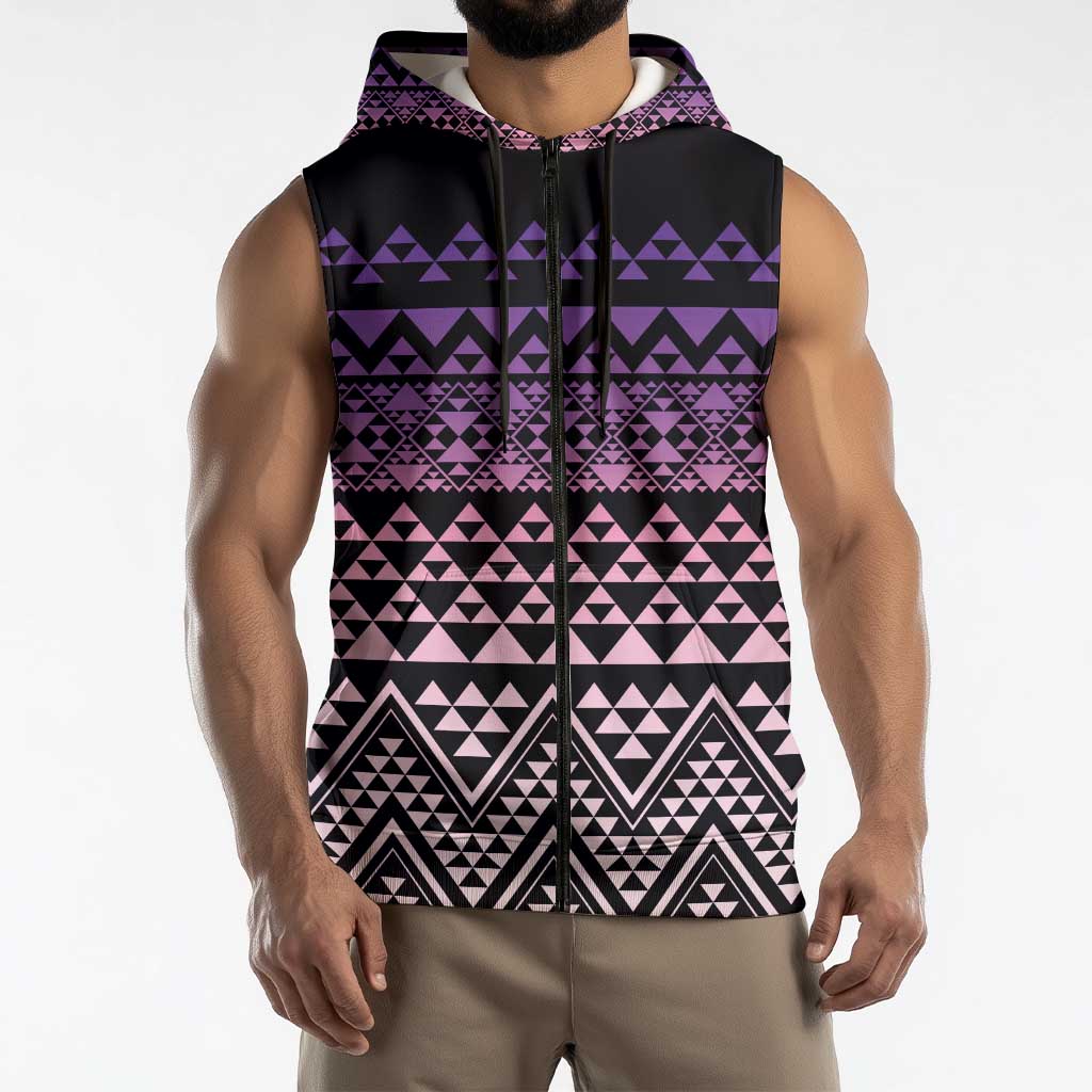 Maori Niho Taniwha Te Wheiao Sleeveless Zip Hoodie Waiporoporo LT7 - Polynesian Pride