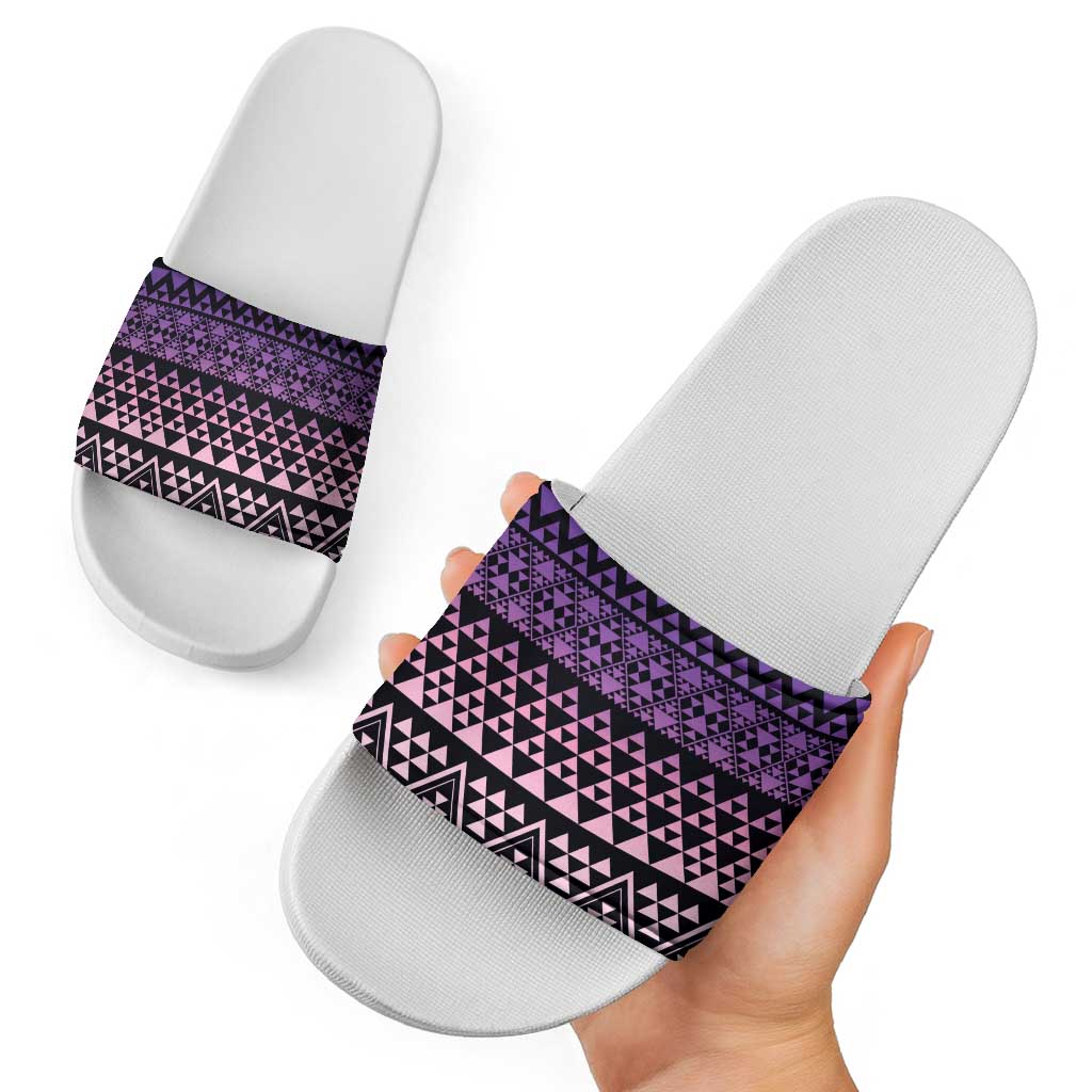 Maori Niho Taniwha Te Wheiao Slide Sandals Waiporoporo - Polynesian Pride