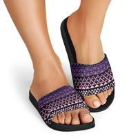 Maori Niho Taniwha Te Wheiao Slide Sandals Waiporoporo - Polynesian Pride