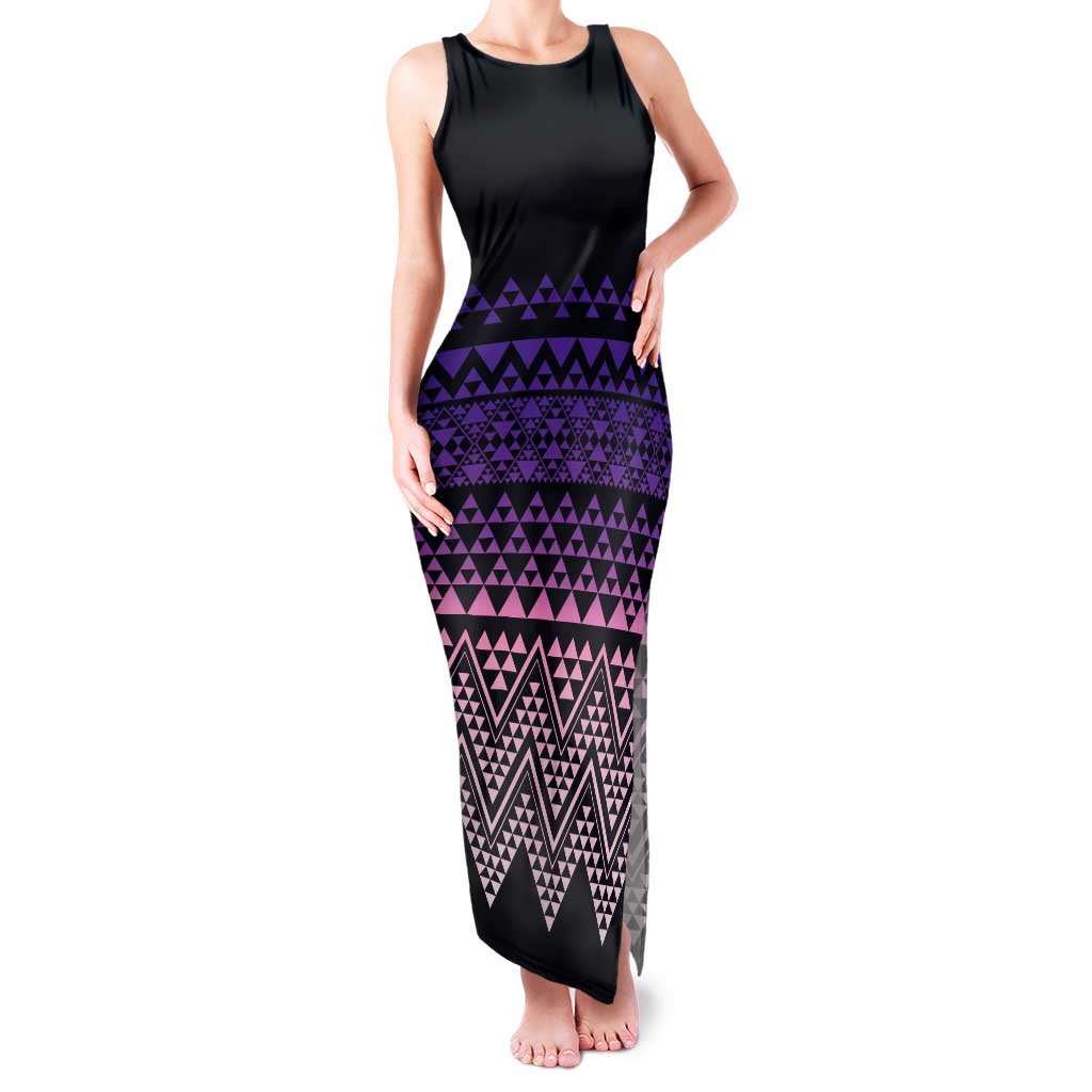 Maori Niho Taniwha Te Wheiao Tank Maxi Dress Waiporoporo - Polynesian Pride