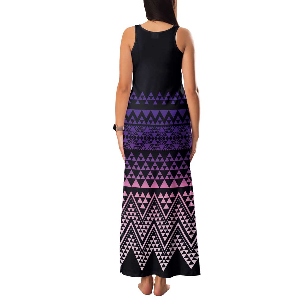 Maori Niho Taniwha Te Wheiao Tank Maxi Dress Waiporoporo - Polynesian Pride