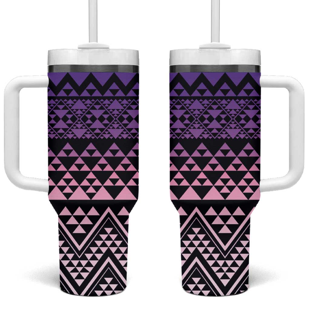 Maori Niho Taniwha Te Wheiao Tumbler With Handle Waiporoporo LT7 One Size: 40 oz Purple - Polynesian Pride