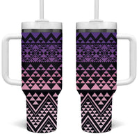 Maori Niho Taniwha Te Wheiao Tumbler With Handle Waiporoporo LT7 One Size: 40 oz Purple - Polynesian Pride