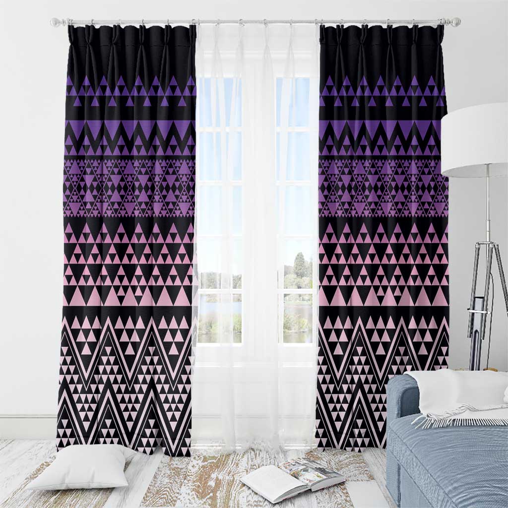 Maori Niho Taniwha Te Wheiao Window Curtain Waiporoporo - Polynesian Pride