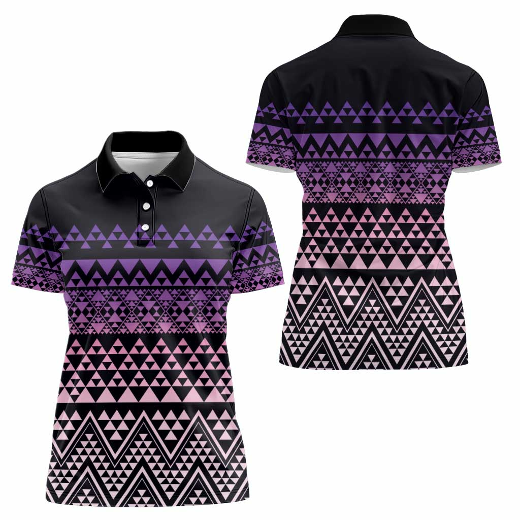 Maori Niho Taniwha Te Wheiao Women Polo Shirt Waiporoporo - Polynesian Pride