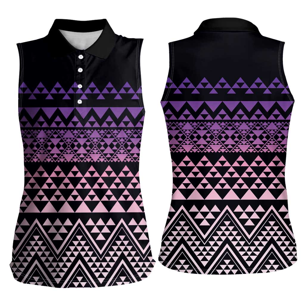 Maori Niho Taniwha Te Wheiao Women Sleeveless Polo Shirt Waiporoporo - Polynesian Pride