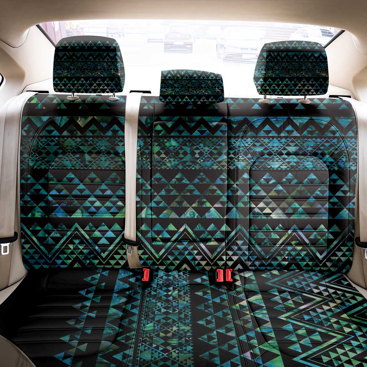 Maori Niho Taniwha Te Wheiao Back Car Seat Cover Paua Shell - Polynesian Pride