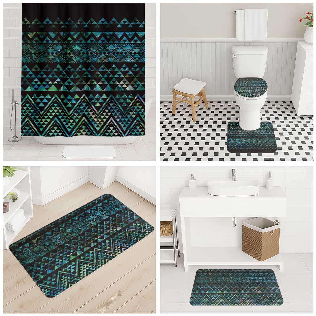 Maori Niho Taniwha Te Wheiao Bathroom Set Paua Shell - Polynesian Pride