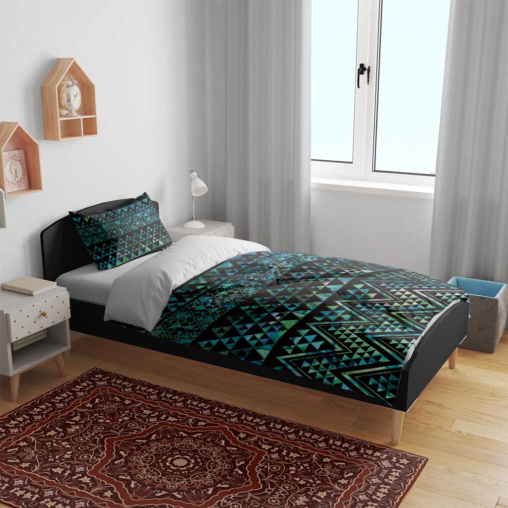 Maori Niho Taniwha Te Wheiao Bedding Set Paua Shell - Polynesian Pride