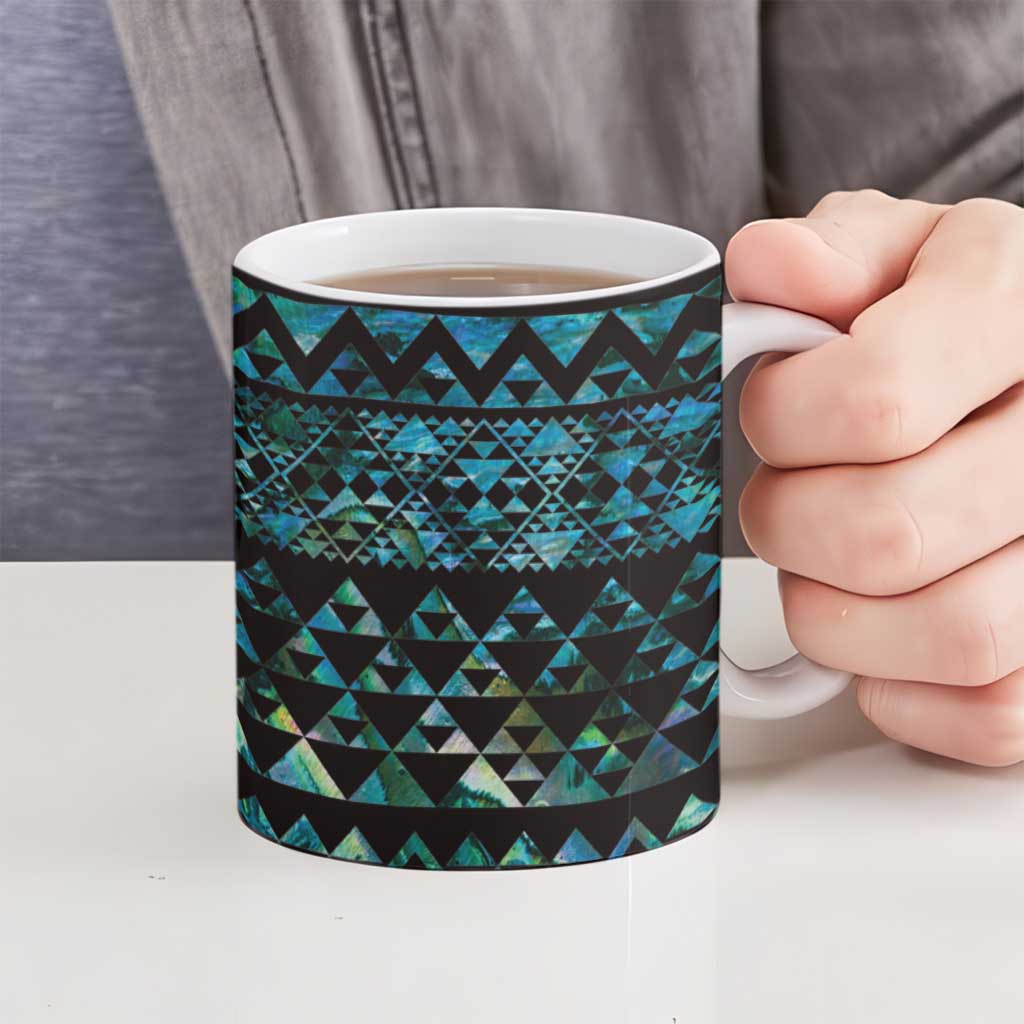 Maori Niho Taniwha Te Wheiao Ceramic Mug Paua Shell - Polynesian Pride